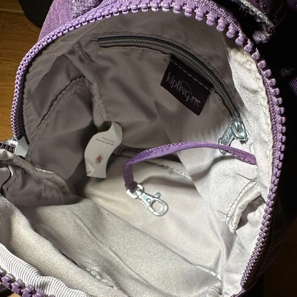 Kipling Canvas Backpack Convertible Crossbody Bag Purple - Picture 6 of 8